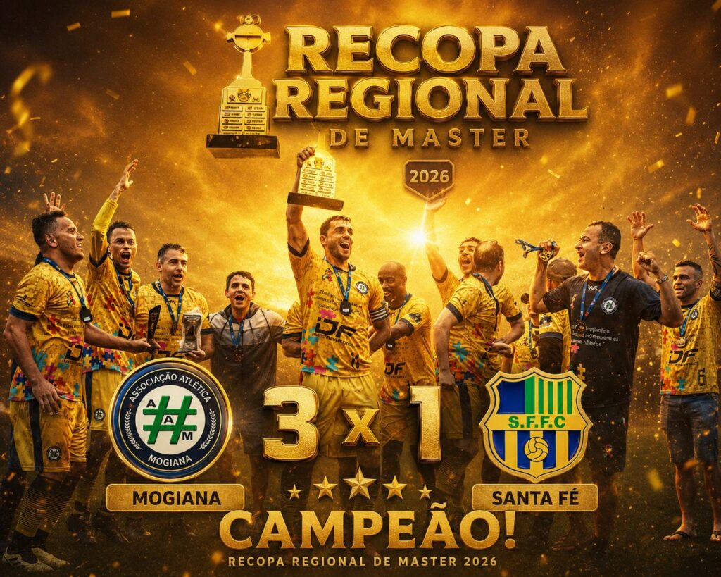 Mogiana vence Santa Fé por 3 a 1 e conquista a Recopa Regional de Master 2026 e faz historia com dois títulos em uma semana